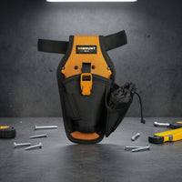 Buckle Closure Drill Tool Waist Bag Reinforced Stitching Tool Waist Bag Side Pocket Drill Pouch Black Orange