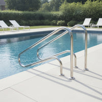 2 Pieces Pool Handrail 304 Stainless Steel Pool Handrail with Mounting Base for Homeowners, Hotel Owners, Spa
