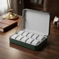 10-Slot Watch Storage Case Zippered Watch Travel Case Portable Compact for Travelers, Business Trips