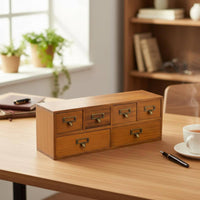 Wooden Desktop Organizer Large Capacity Multi-Drawer Storage Box Wooden Library Card Catalog No Assembly Required for Study Room