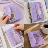 M5 5-Hole PVC Transparent Zipper Pouch for Loose Leaf Binders, Card Holder & Coin Purse Insert