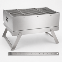 Portable Charcoal Grill Pizza Oven, Stainless Steel Grill with Pizza Attachment, Foldable for Camping & Garden, 25x31cm