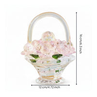 glass Flower Basket Ornament Glittering glass Basket with Artificial Flowers Centerpiece for Desk