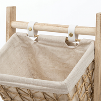 Wooden Storage Shelf with Baskets, Freestanding Tiered Organiser, Simple Modern for Living Room, Bedroom, Entryway, No Installation Required
