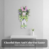 Artificial Greenery Easter Bunny Wreath Festive Holiday Essence Easter Door Decoration Soft Fabric Textile for Porch Decor