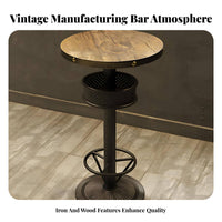 Industrial Aesthetic High-Top Table and Stool Set Retro Design 3-Piece High-Top Dining Set Integrated Footrest Bar Furnishing Sturdy Construction for Restaurant Managers, Apartment Dwellers, Nightclub, Lounge, Small Areas, Balcony