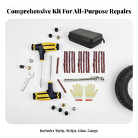 Portable Tire Plug Tool Kit Universal Tire Plug and Repair Kit Easy to Use Puncture Repair Set Long-Lasting for Motorcyclists, Away from Paved Surfaces-Highway Enthusiasts, Roadside Emergency, Travel, Garage, Workshop