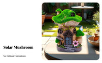Solar Mushroom House Weather-Resistant Mushroom House Statue Waterproof Resin Garden Luminary for Patio, Balcony