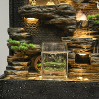 Feng Shui Water Wheel Water Feature LED Lighting Artificial Geological Feature Screen Air Humidifying Feng Shui Water Water Feature for Reception Area