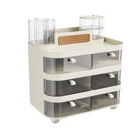Desktop Storage Rack with Drawers, Transparent PET, 4 Layers