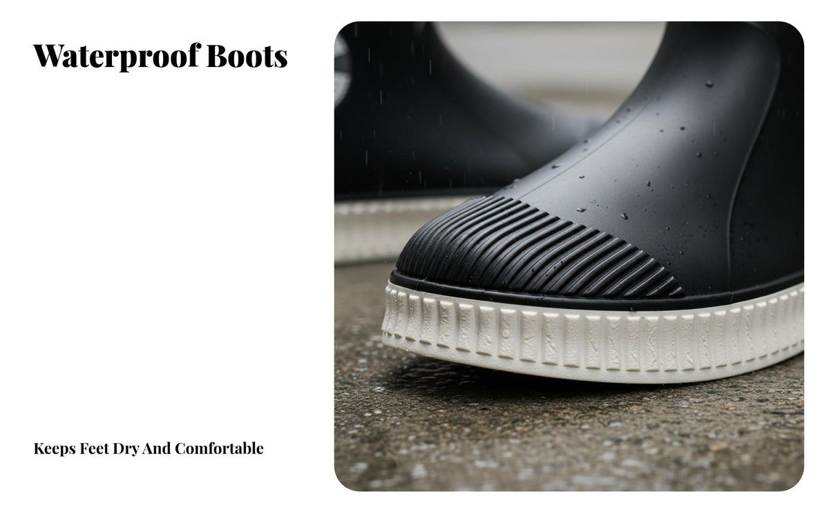 Ankle Rain Boots Fashionable Design Short Rain Boots Stylish Waterproof Ankle Booties for Adults, Students, Rainy Days, Commuting, Outdoor