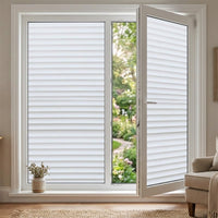 Window Film Privacy for Home Office and Living Room, Frosted Striped Pattern, 120cm Wide Privacy Film with Tools, Reusable PVC Window Film