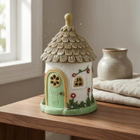 Thatched Roof Cottage Resin Solar Glowing Decoration Waterproof Micro Landscape House