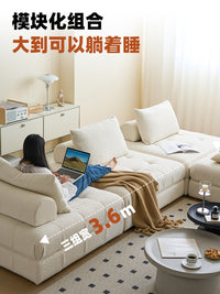 左下布艺沙发单人模块组合法式复古北欧羊羔绒豆腐块沙发小户型