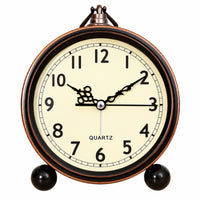 Vintage Alarm Clock Ornate Hands Round Dial Retro Metal Alarm Clock