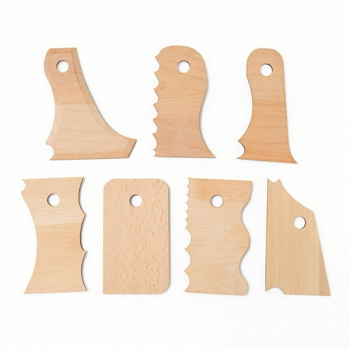 7 Pieces Unfinished Pottery Shaping Tool Comfortable Wooden Shaping Blade Versatile Clay Trimming Tool Accurate for Potters