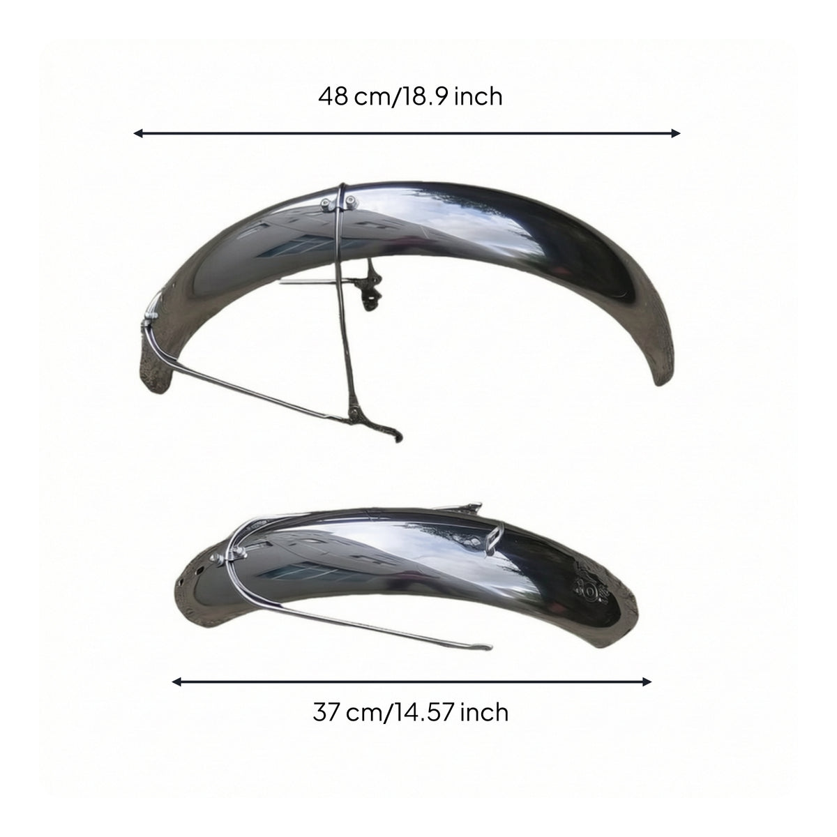 2 Pieces Bike Mudguard with Support Struts Glossy Bike Mudguard Set Strong