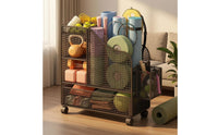 Rolling Mesh Storage Carrier Side Basket Exercise Mat Carrier Curved Guard Exercise Mat Rack Grid Wire