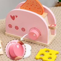 Wooden Pretend Breakfast Appliance Printed Symbols Toy Breakfast Set Smooth Painted Wooden Toy