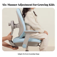 Stable Base Adjustable Ergonomic Kids Chair Detachable Footrest Student Seat Soft Padded children's Furniture Non-Slip Foot Pads for Students, Parents, Study Room, school assignments, Homeschooling, studying
