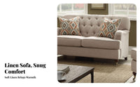 timeless Country design Button-Tufted Settee Vintage Look Sofa Comfortable paddinging Upholstered Furniture sturdy Wood Legs for Interior Decorators, Apartment Dwellers, Living Room, Lounge Area, Bedroom, Entryway