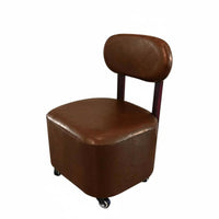 Easy to Move Upholstered Caster Seat with Backrest Quiet Wheels Sleek Design Padded Stool with Backrest 360° Swivel Mobile Seating Ergonomic Design for Children, Homeowners, Living Room, Bedroom, Playroom, Library