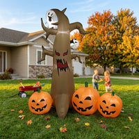 Lighted Inflatable Ghost Tree with Pumpkins Spooky Inflatable Dead Tree with Pumpkins Outdoor Lawn Decoration Illuminated for Yard, Garden
