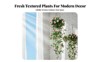 Ready to Hang Artificial Hanging Flower Realistic Look Fake Hanging Basket Plant Real Looking Faux Trailing Flower Vine Low Maintenance for Business Owners, Garden Enthusiasts, Indoor, Balcony, Restaurant, Wedding