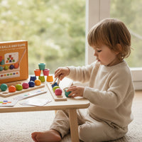 Color Sorting Toy Preschool Color Sorting Board Wooden Toy with Tweezers STEM Sensory for Toddlers, Kindergarten, Playroom