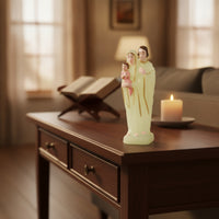 Glow-in-the-Dark Family Statue with Oval Base Luminous Family Figurine Devotional Decorative Statue Easy to Clean for Living Room, Bedside Table