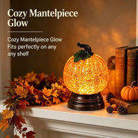 跨境新品 Glitter Lighted Pumpkin Snow Globe闪亮万圣节南瓜灯