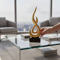 Statue with Glass Ball Light Luxury Shaped Ornament Housewarming Gift Twist Art Statue with Crystal Ball for TV Cabinet, Office, Bookshelf