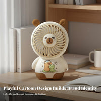 Compact and Portable Capybara Handheld Fan Built-in Battery Cute Capybara Fan 3-Speed Adjustable Lanyard Included for Students, Kids, Desktop, Travel, Office, Dorm Room