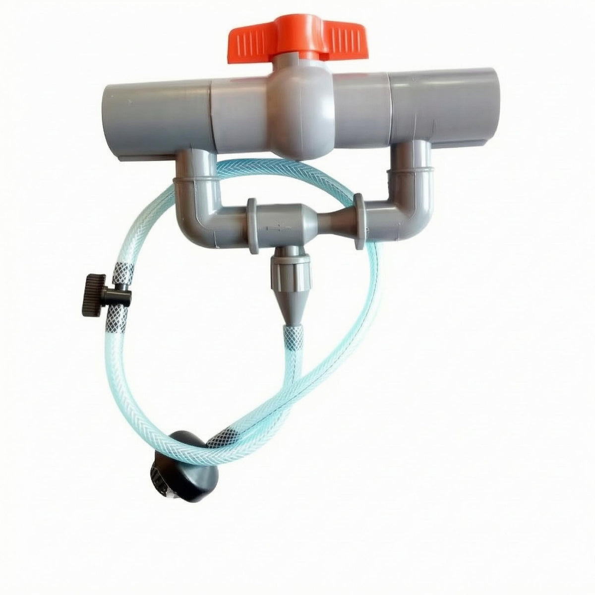 U-Shaped Pipe Venturi Fertilizer Injector Red Handle Irrigation Fertilizer Injector Tapered Outlet Garden Equipment Transparent Hose