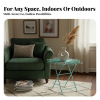 Foldable Folding Round Side Table Space Saving Folding Outdoor Table Compact Size Home Furniture Portable for Apartment Dwellers, Homeowners, Gardeners, Living Room, Balcony, Bedroom, Poolside