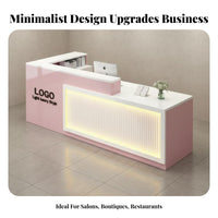 Modern Reception Desk Cable Management Hole Modern Checkout Counter Sturdy Construction Company Front Desk for Receptionists, Shopkeepers, Restaurant
