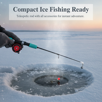 Ultralight Carbon Ice Fishing Rod with Reel, Short Portable Winter Raft Fishing Pole