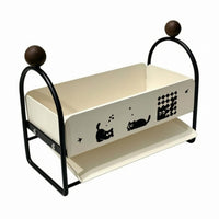 Metal Frame Sink Organizer Rack Cream-Colored Cloth Holder Rack Feline Print Compact