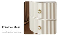 Curved Corners Fluted Drawer Nightstand Modern Aesthetic Round Fluted 2-Drawer Cabinet Spacious Storage Bedside Table Scratch-Resistant Top for Homeowners, Apartment Dwellers, Interior Designers, Living Room, Small Areas, Home Office