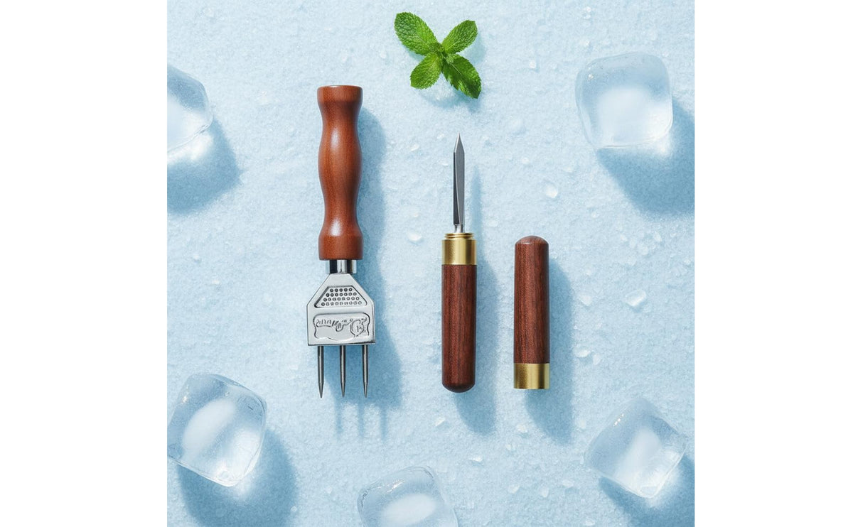 2 Pieces Sturdy Three Prong Ice Pick Ergonomic Grip 3 Prong Ice Pick for Bartenders