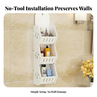 Waterproof Punch-Non-Damage Bathroom Shelf Renter Friendly Bathroom Shower Organizer Space Saving for Renters, Students, Washroom