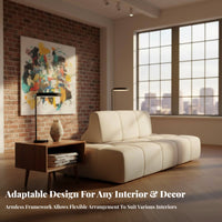 Armless Tofu Block Sofa Minimalist aesthetic plump Block Sofa Customizable Layout configurable Couch Soft paddings for Apartment Dwellers, Interior Designers, Homeowners, Open-Plan Space, Lounge Area, Studio Flat, Bedroom
