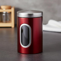 Multipurpose Food Canister with Window Modern Design Stainless Steel Canister with Window Easy to Clean Airtight Coffee and Tea Jar for Countertop