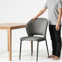 Modern Leather Dining Chair Light Upscale Design Minimalist Metal Leg Chair Ergonomic Backrest Home Furniture for Living Room