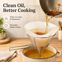 10-Inch Conical Filter Paper Holder Set - Professional Syrup and Frying Oil Filter Stand with 25 Filter Cloths