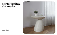 Monolithic-Piece Molded Toadstool Side Table Indoor/Outdoor Use Fiberglass End Table Minimalist Design Household Furniture Compact Size for Apartment Dwellers, Interior Designers, Living Room, Balcony, Patio, Bedroom