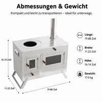 Foldable Rocket Stove for Camping, Wood Stove with Pizza Stone, Portable Camping Cooker for 3-5 People, 50.5x28.5x33cm