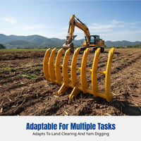 Excavator Rake Attachment, Multi-Tooth, Soil Loosening, Land Clearing