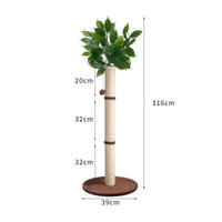 Artificial Leaves Feline Scratching Post Hanging Ball Toy Sisal Scratching Post Beige Trunk Tree Feline Scratcher Round Base
