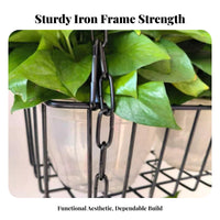 Rectangular Wire Hanging Planter Easy Assembly Plant Holder for Patio, Gardeners